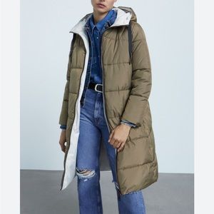 Zara reversible water and wind protection puffer coat